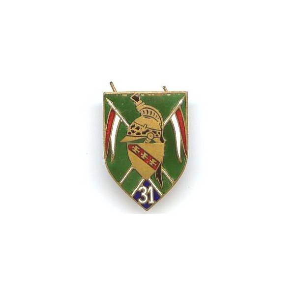 31° Rgt de Dragons, plat, attache par pattes repliables