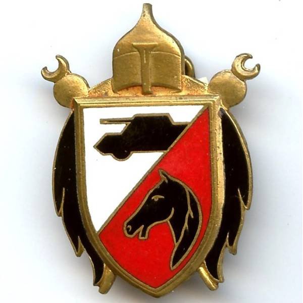2° Régiment de Spahis Algériens , tête cheval noire / rouge mat , auto-mitrailleuse , rayures