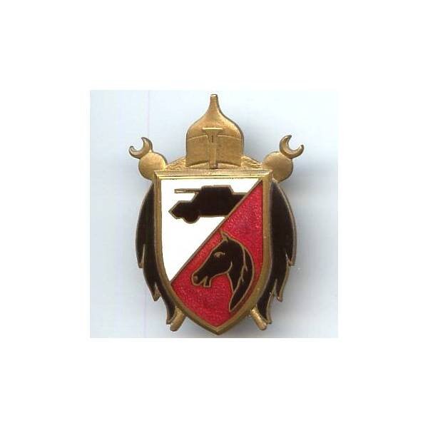 2° Régiment de Spahis Algériens , tête cheval noire sur rouge translucide , dos lisse, attache à pivot