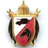 2° Régiment de Spahis Algériens , tête cheval noire sur rouge translucide, embouti, gros boléro lisse