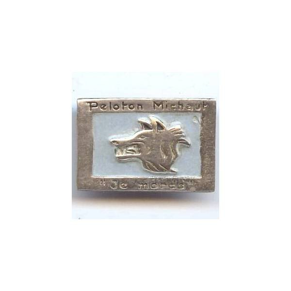2° Régiment de Spahis Marocains / 4° Escadron du RMSEO / 1° Peloton "Michaut", je mords, tête de loup, métal chromé peint
