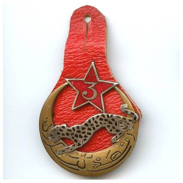3° Régiment de Spahis Algériens , panthère plate, sur cuir