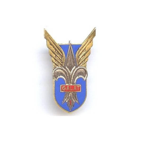 1° Groupe d'Aviation Légère de l'Armée de Terre , fleur de lys, émail, dos doré, faux n° d'homologation, 2 boléros Drago