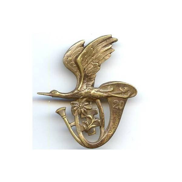 20° Bataillon de Chasseurs Alpins , cigogne et édelweiss, manque le retour de l'attache à pivot