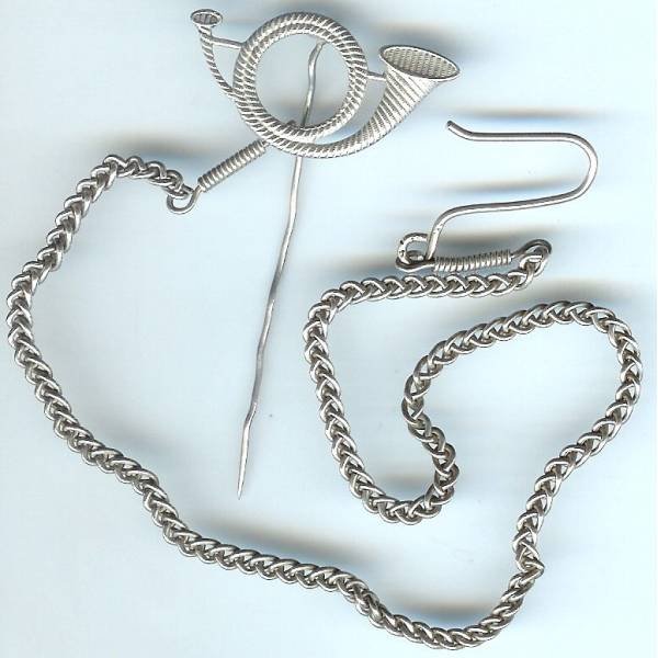 En argent , Prix de Tir, cor avec chaînette, le tout en argent, 14-18