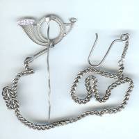 En argent , Prix de Tir, cor avec chaînette, le tout en argent, 14-18