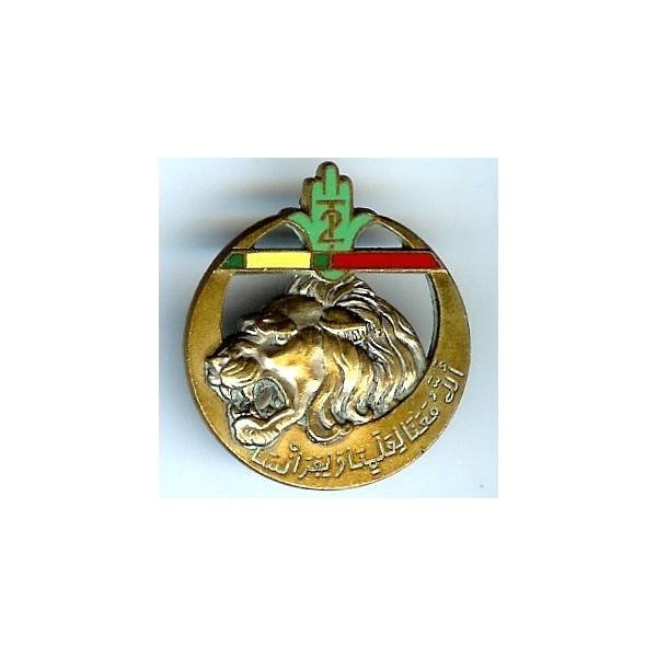 2° Régiment de Tirailleurs Algériens , tête de lion, barre droite LH et MM, dos lisse
