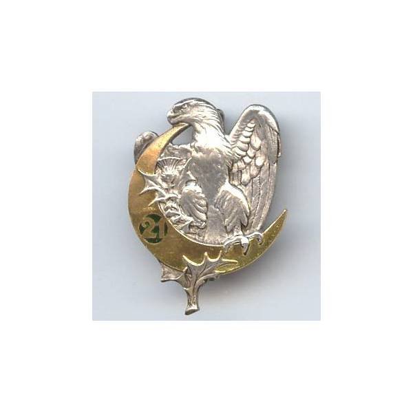 21° Rgt de Tirailleurs Algériens , aigle sur croissant, vert fonçé, boléros Drago