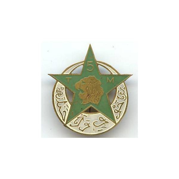 5° Rgt de Tirailleurs Marocains , tête de lion, métal léger gravé peint