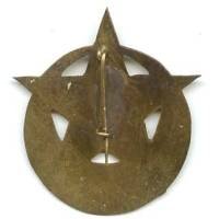 5° Rgt de Tirailleurs Marocains , tête de lion, métal léger gravé peint