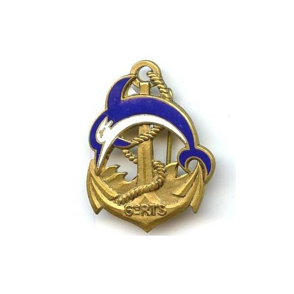 6° RTS, ancre et marsouin, attache grossièrement recollée