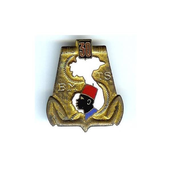 30° Bataillon de Marche de Tirailleurs Sénégalais , tête sur Indochine blanche, patiné