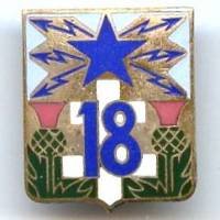 18° RST, écu, fond bleu,...