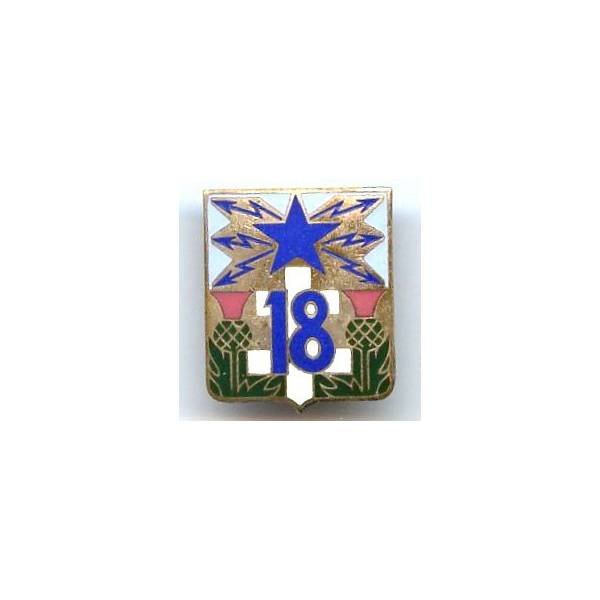 18° RST, écu, fond bleu, dos limé, attache recollée