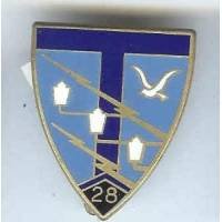 28° Régiment de Transmissions , isolateurs blancs et oiseau, résine