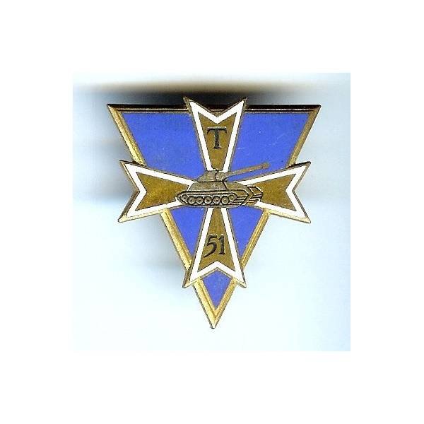 51° Bat. de Trans / 1° DB, émail, dos doré, attache cassée