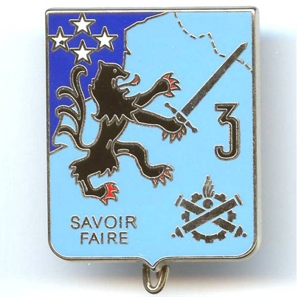 3° Régiment du Matériel , lion des Flandres, savoir faire, épingle sertie