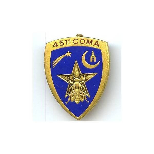 451° Section de Commis Ouvriers Militaires d'Administration , abeille sur étoile, mosquée et étoile filante