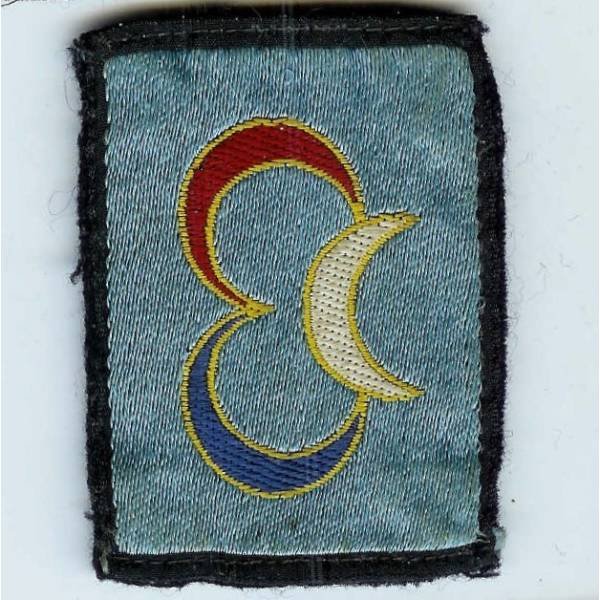 3° Division d'Infanterie Algérienne , rectangle de tissu brodé monté sur feutre bleu, 55x76