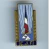 CJF , insigne général, émail, attache déformée, dos gaufré