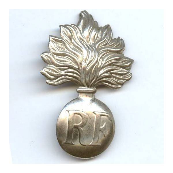 Insigne de casque, métal argenté embouti, 66mm, pattes repliables