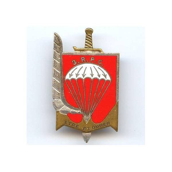 3° Régiment de Parachutistes Coloniaux , "être et durer", dos lisse argenté, 2 boléros, patiné