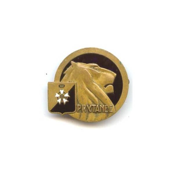 Prytanée Militaire , rond, fond noir, émail, épingle cassée