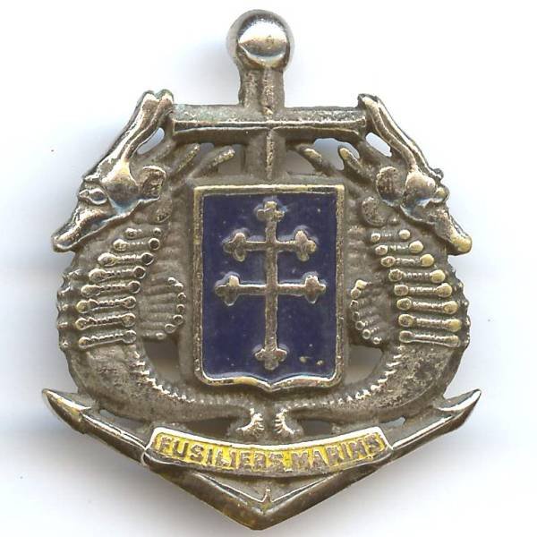 Régiment de Fusillers Marins / 1° Division de la France Libre , métal coulé chromé peint