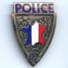 Police, RF, carte de France, insigne casque, émail, patiné