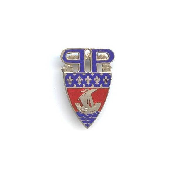 PP Paris, insigne de casquette, émail, 35x23, 2 pattes