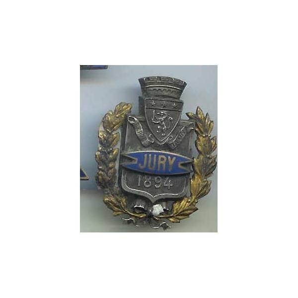 Exposition de Lyon 1894 "Jury", métal émaillé, bon état