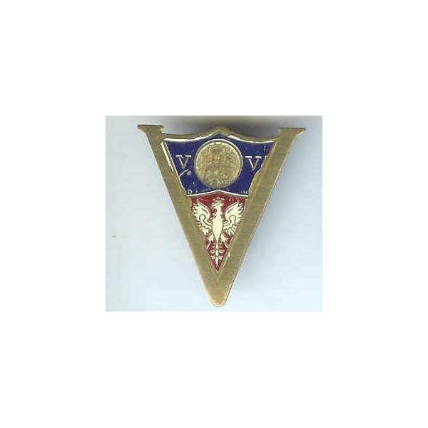 "v v" et aigle polonais dans V, métal léger peint