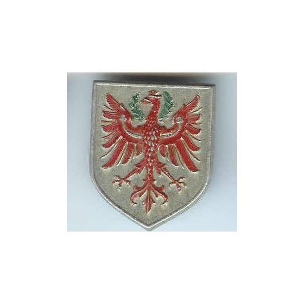 écu, aigle rouge, aluminium peint