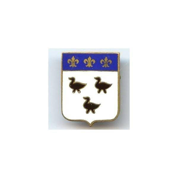 Blason émail 25x32, 3 oiseaux, 3 fleurs de lys