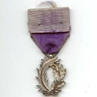 Palmes Académiques, en argent, éclat d' émail, ruban insolé