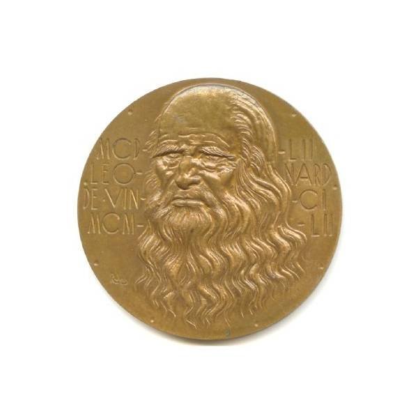 Léonard de Vinci , signée R Joly, 82 mm, bronze 19