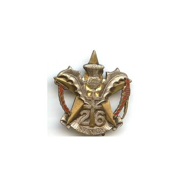 26° Régiment d'Infanterie , gros boléro lisse, D Ber en arc
