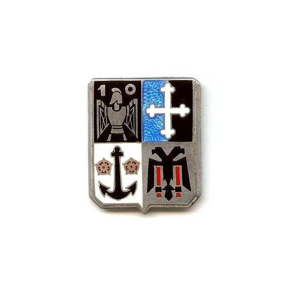 En argent , 10° Régiment du Génie , écu, attache meulée