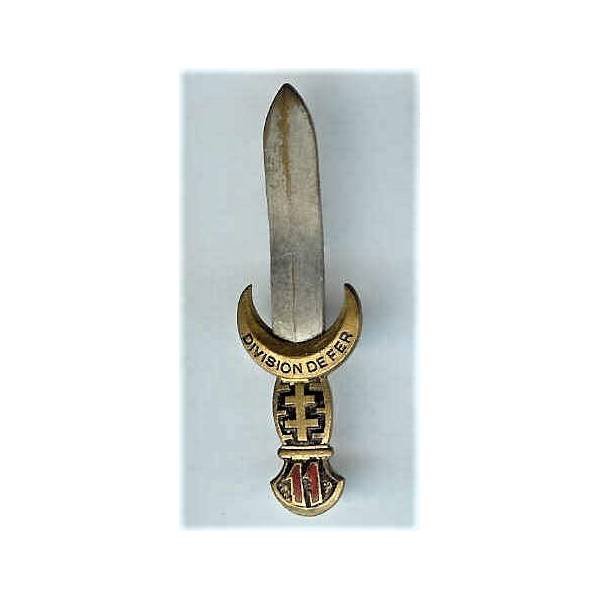 11° Division d' Infanterie, glaive, épingle coupée