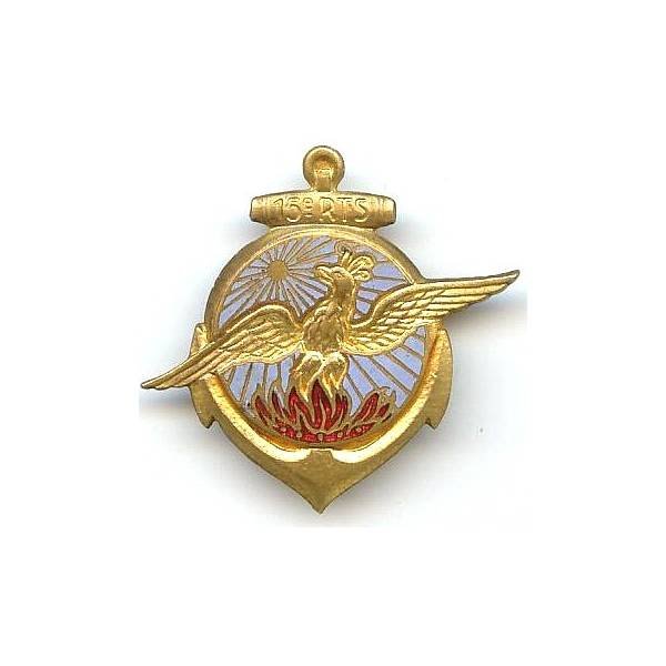 15° Rgt de Tirailleurs Sénégalais , ancre et phoenix dorés, attache remplacée