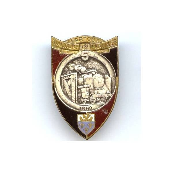 5° Régiment du Génie, écu, résine, mauvais état