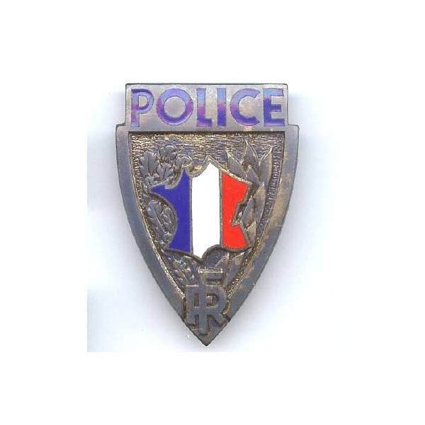 Police, RF, insigne de casque, 39x55, émail