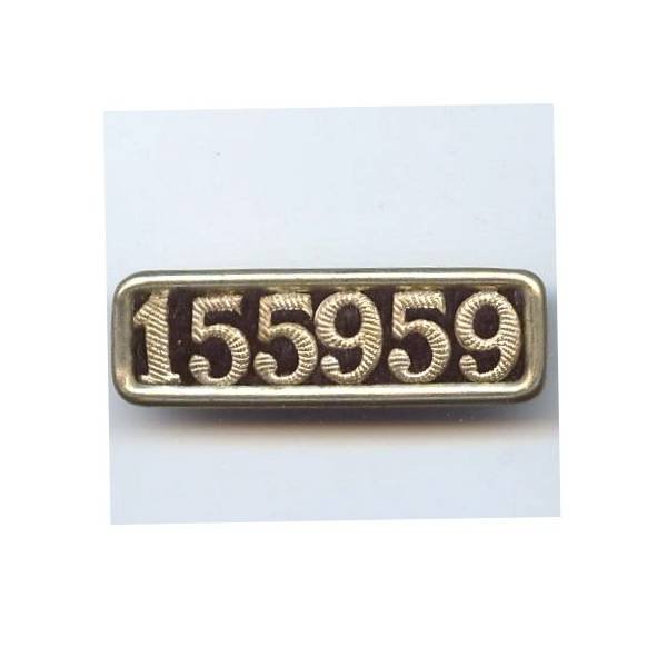 Police, plaque de matricule, métal léger estampé