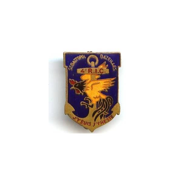 4° Régiment d'Infanterie Coloniale , coq à tête noire, dos oxydé