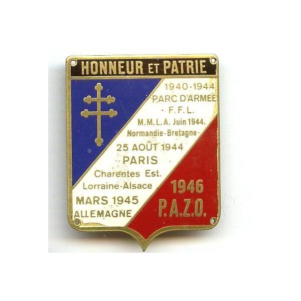 Parc d'Armée FFL 1940-1944, PAZO 1946 , peint