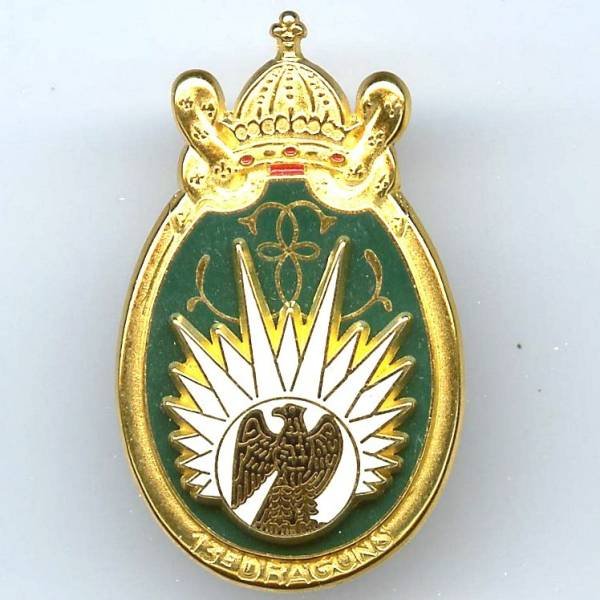 13° Régiment de Dragons Parachutistes , relief, aigle sur blanc, tête à gauche