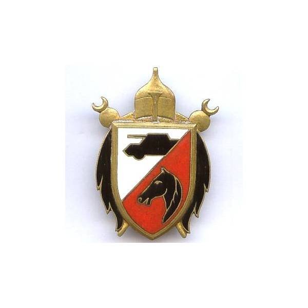2° Régiment de Spahis Algériens , tête noire sur rouge mat, auto-mitrailleuse, 2 anneaux