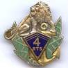 4° Rgt de Tirailleurs Sénégalais, lion, fond plein, émail, marquage en arc, 2 anneaux