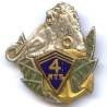 4° Rgt de Tirailleurs Sénégalais, lion, fond plein, émail, marquage en arc, 2 anneaux