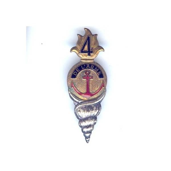 4° Rgt d' Artillerie Coloniale , "de l' arme", bombe dorée, bigorneau argenté